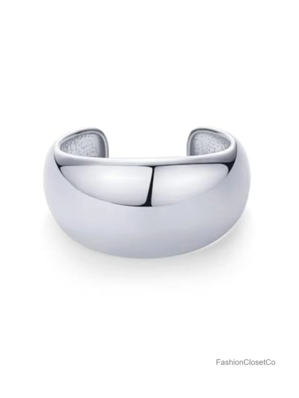 Chunky Stainless Steel Cuff Bracelet - 35mm Wide Statement Bangle - Waterproof